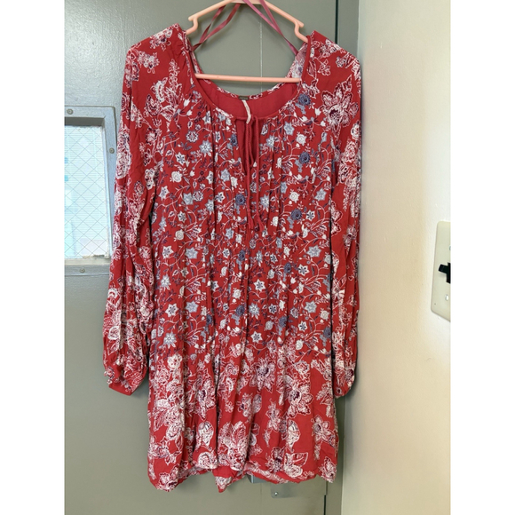 Free People Red Floral Mini Dress - Picture 2 of 10